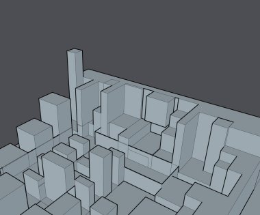 Mimari sanat konseptinde soyut çizgiler, minimum geometrik şekiller.