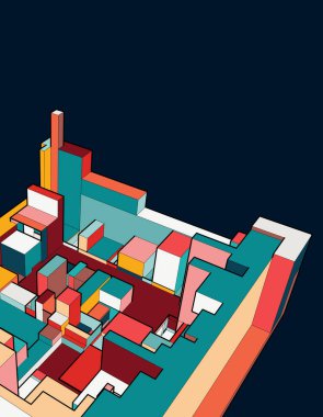 vektör düşük poli binaları