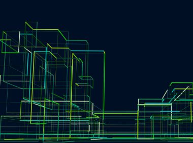 mimari proje çizimi 3d illüstrasyon