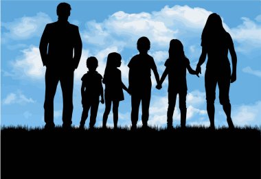 Aile siluetleri doğada var. vektör çalışması.