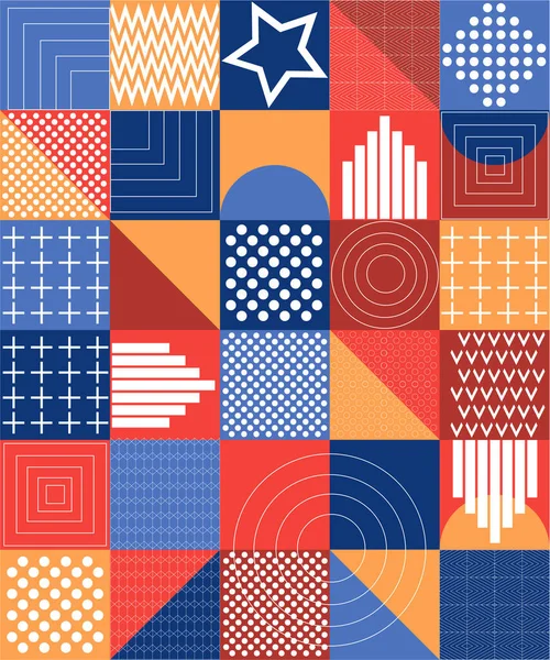 Colorful Retro Poster Geometric Shapes Colored Background — Vetor de Stock