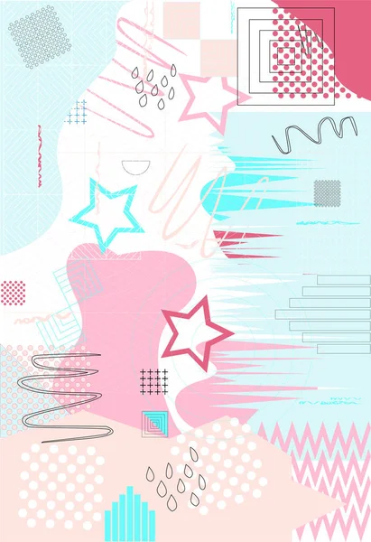 Colorful Retro Poster Geometric Shapes Colored Background Ilustrações De Stock Royalty-Free