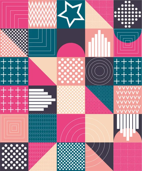 Colorful Retro Poster Geometric Shapes Colored Background Vector de stock