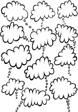 Karalama seti, el çizimi, bulutların çizimi, vektör elementleri.