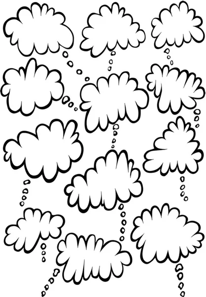 ドアのセット 手描き 雲のイラスト ベクトル要素 — ストックベクタ