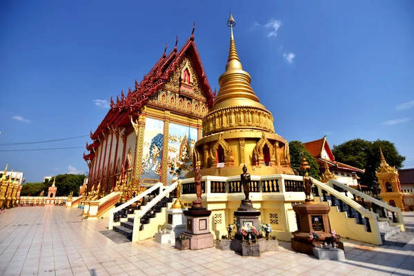 Pagode Dourado Telhado Pontiagudo Igreja Arquitetura Budista Tailândia Sudeste Asiático — Fotografia de Stock