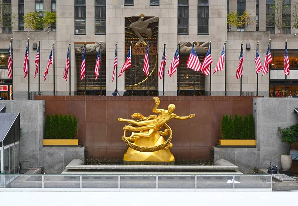 New York Okt 2022 Prometheus Statue Westlichen Ende Des Versunkenen — Stockfoto