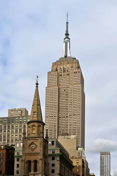 New York Okt 2022 Street Scen Med Empire State Building — Stockfoto