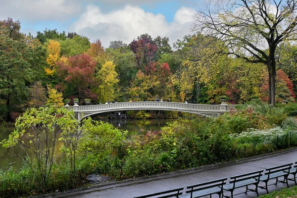 New York Oct 2022 Merkezi Köprü Sonbahar Yeşilliği — Stok fotoğraf