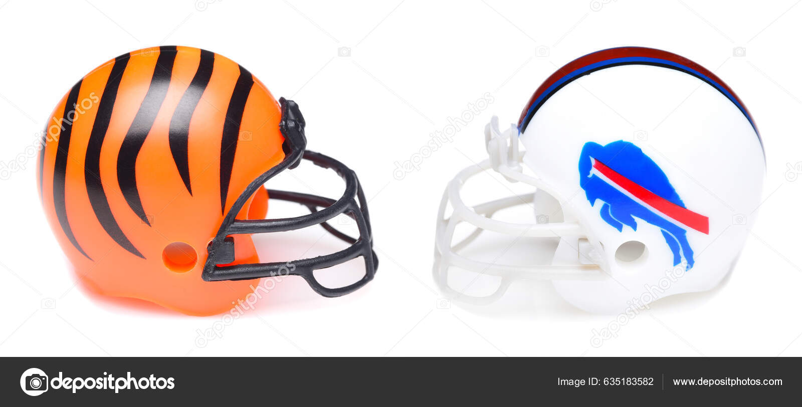 IRVINE, CALIFORNIA - 30 Jan 2023: Football helmets of the Kansas