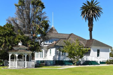 HUNTINGTON BEACH, CALIFORNIA - 02 MAR 2023: Back view of the Newland House, the oldest residence in HB and listed on the National Register of Historic Places.