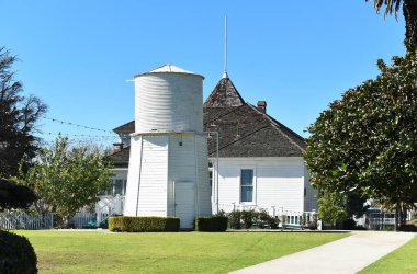 HUNTINGTON BEACH, CALIFORNIA - 02 MAR 2023: Back view of the Newland House, the oldest residence in HB and listed on the National Register of Historic Places.
