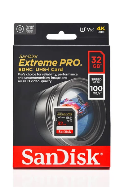 stock image IRVINE, CALIFORNIA - 10 MAR 2023: A SanDisk Extreme Pro 32GB SDHC UHS-1 Memory Card.