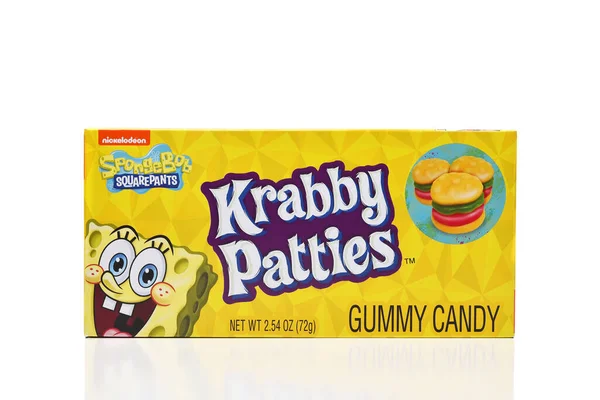 Irvine California Mar 2023 一盒Krabby Patties Gummy Candy 来自Nickelodeon Sponge — 图库照片