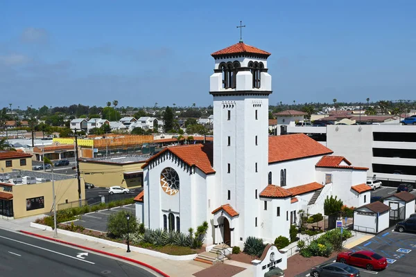 Costa Mesa Kalifornia Kwiecień 2023 Pierwszy Kościół Metodystów Ulicy Przylegający — Zdjęcie stockowe
