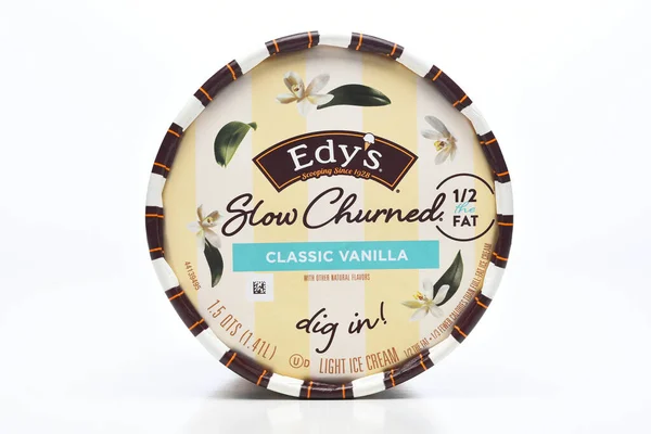 Irvine California Apr 2023 脂肪分の少ないEdy Slow Churned Classic Vanilla Ice — ストック写真