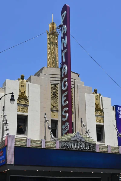 Los Angeles Kalifornien Maj 2023 Närbild Pantages Theatre Marquee Hollywood — Stockfoto