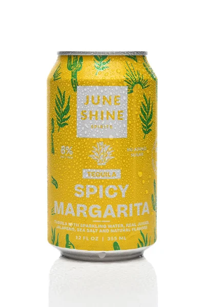 stock image IRIVNE, CALIFORNIA - 29 MAY 20223: a Can of June Shine Spirits Spicy Margarita.