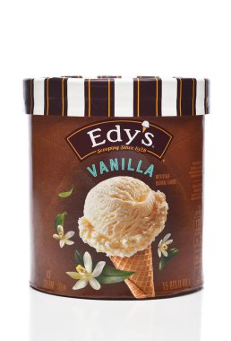 IRIVNE, CALIFORNIA - 03 Haziran 20223: Edys 'ten bir karton Vanilla Ice Crean.
