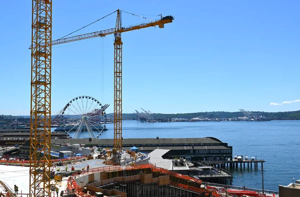Seattle Washington Junho 2023 Construção Pike Place Market Com Ferris — Fotografia de Stock