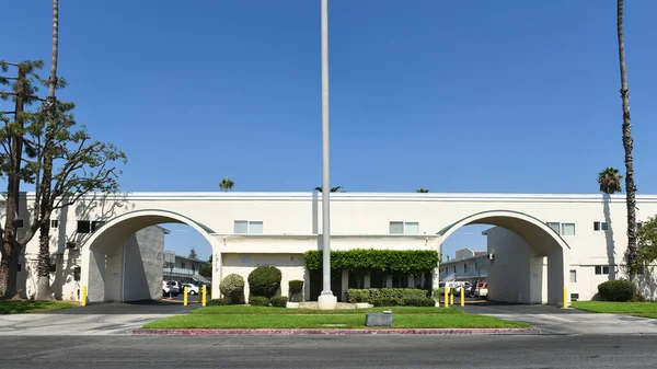 Anaheim California Sept 2023 Arched Entrances Evergreen Royalle Motel Center — Stock Photo, Image