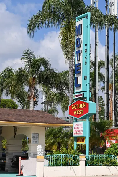 Santa Ana California Sept 2023 Fechar Assinatura Golden West Motel — Fotografia de Stock