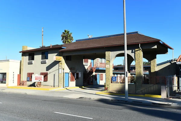 Santa Ana Kalifornia Październik 2023 Motel Koło Wagonu Ulicy — Zdjęcie stockowe