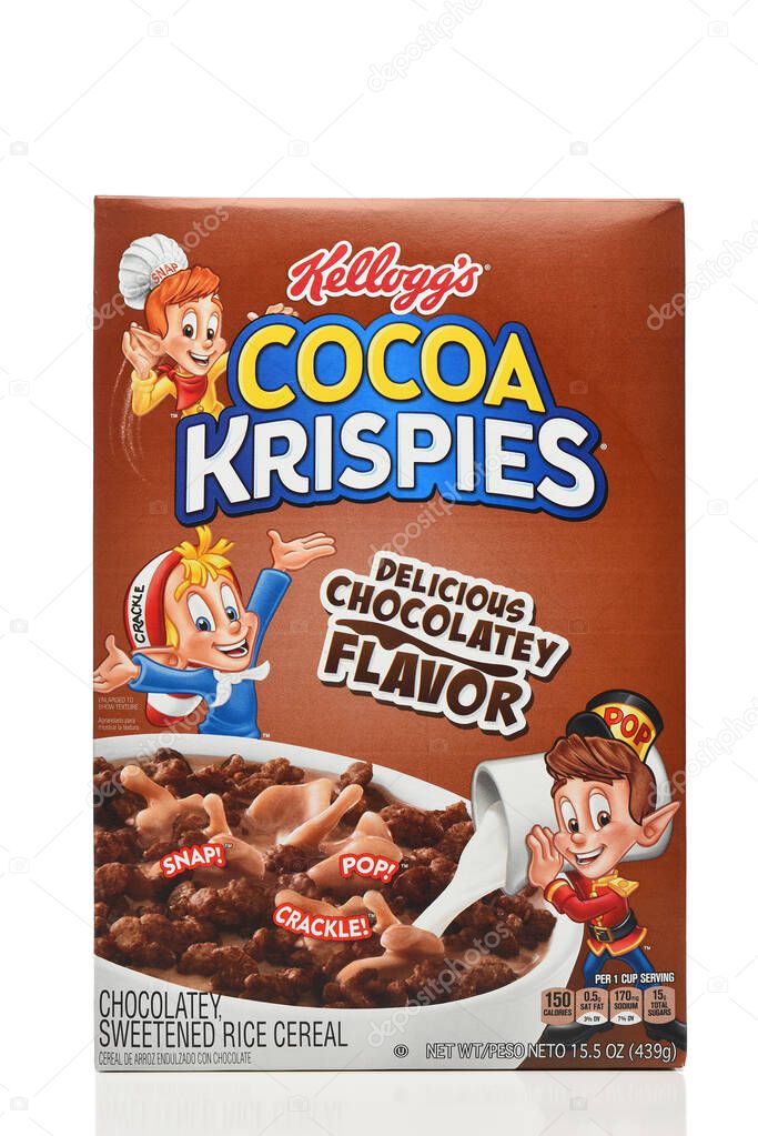 IRVINE, CALIFORNIA - 17 NOV 2023: A Box of Cocoa Krispies Breakfast Cereal from Kellogg.