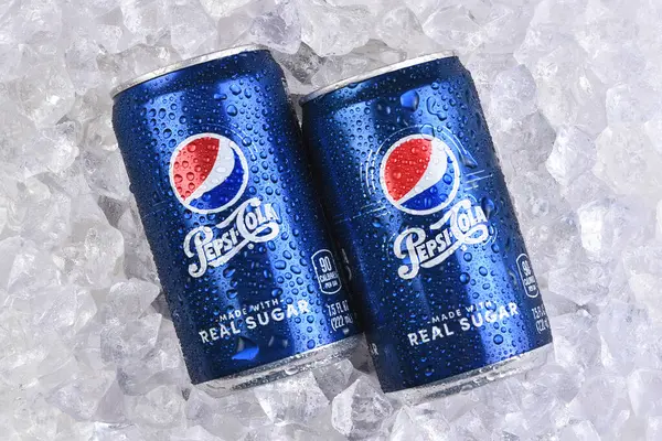 Irvine California Feb 2024 Two Mini Cans Pepsi Real Sugar Royalty Free Stock Images