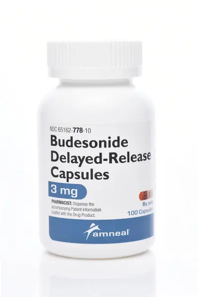 Irivne California Mar 2024 Bottle Budesonide Delayed Release Capsules 3Mg 图库图片