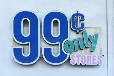 LA HABRA, CALIFORNIA - 28 APR 2024: Sign at the 99 Cent Only store on Whittier Boulevard. clipart