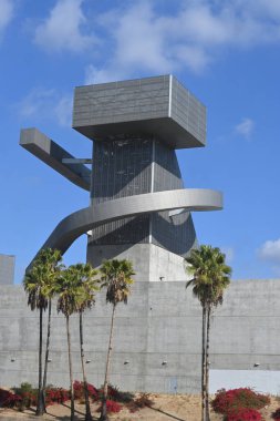 LOS ANGELES - CALIFORNIA - 18 NOV 2024: Tower at the Ramon Cortines School of Visual and Performing Arts, VAPA.  clipart