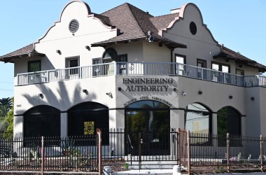 RIVERSIDE, CALIFORNIA - 2 FEB 2025: The Riverside Engineering Authority building at 12th and Lemon Street.  clipart