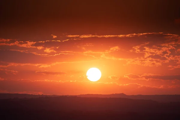 Pomerančová Oblačnost Dramatické Nebe Záběr Západ Slunce — Stock fotografie