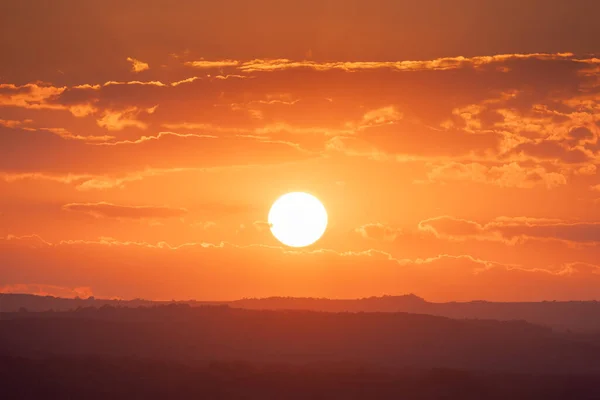 Помаранчевий Хмарний Пейзаж Драматичне Небо Захід Сонця — стокове фото