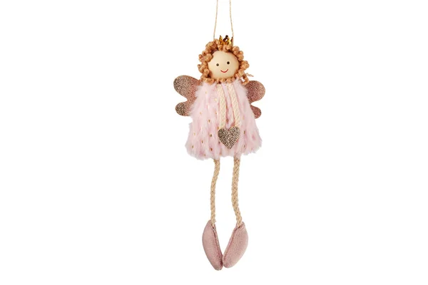 Boneca Anjo Natal Ornamento Pequena Fada Menina Para Árvore Natal — Fotografia de Stock