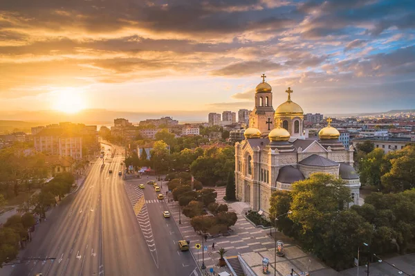 Aerial View Cathedral Assumption Varna Bulgaria Cityscape — Stock Photo, Image