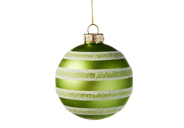 Kerstboom Groene Glitter Bal Geïsoleerd Witte Achtergrond Kerstversiering — Stockfoto