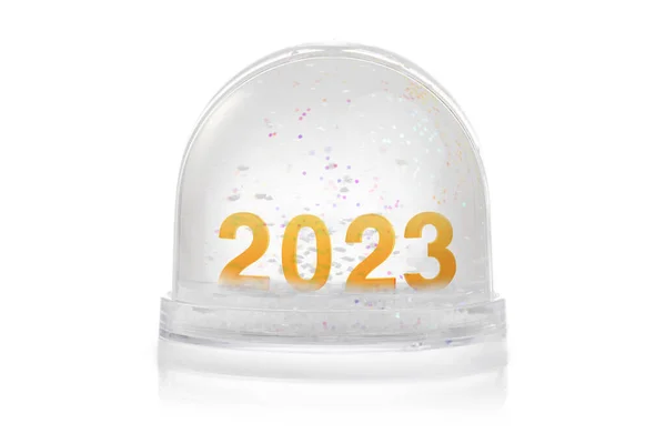 Papiergewicht Met Glitter Geïsoleerd Wit Gelukkig Nieuwjaar 2023 Concept — Stockfoto