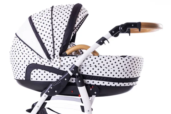 Modern Baby Stroller Bassinet Car Seat Isolated White Background — Fotografia de Stock