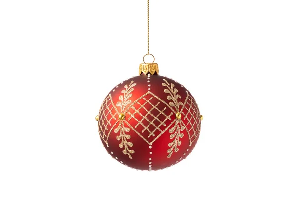 Κόκκινη Μπάλα Χριστουγεννιάτικου Δέντρου Απομονωμένη Λευκό Φόντο Χριστουγεννιάτικη Διακόσμηση Στολίδι — Φωτογραφία Αρχείου