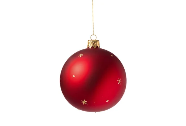 Červené Vánoční Strom Míč Izolovaný Bílém Pozadí Vánoční Cetka Dekorace — Stock fotografie