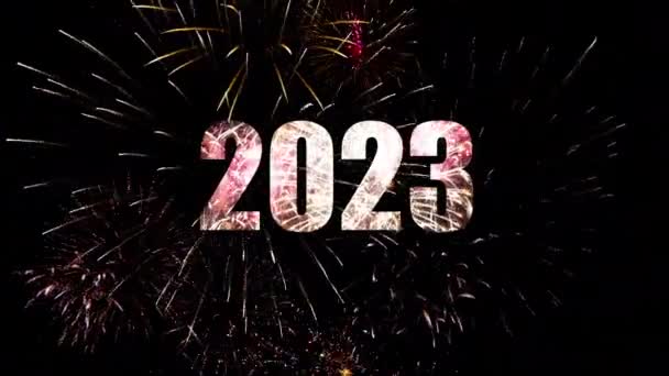 Feliz Ano Novo 2023 Vídeo Iluminação Fundo Sazonal Fogos Artifício — Vídeo de Stock