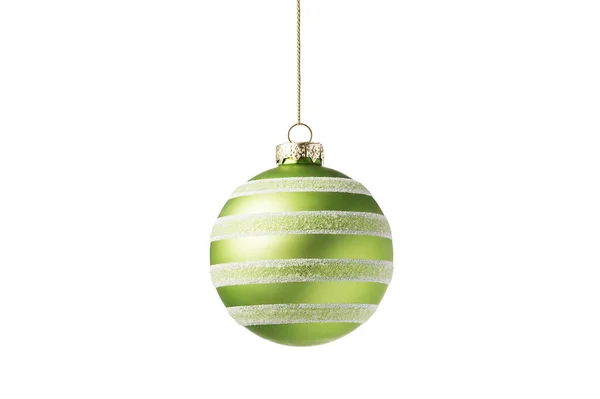 Green Christmas Tree Ball Isolated White Background Christmas Bauble Decoration — Stock Photo, Image