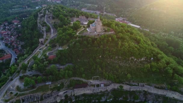 Вид Воздуха Крепость Царевец Велико Тырново Прекрасный Летний День Болгария — стоковое видео