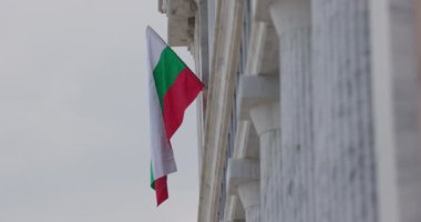  Bulgarian flag on top of ancient building in Bulgaria