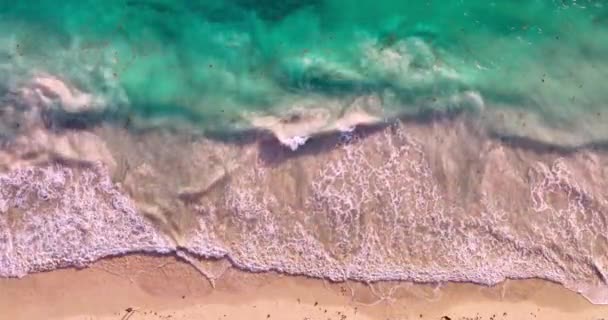 Вид Повітря Морські Хвилі Піщаний Пляж Тропічний Острів Хвиля Пісок — стокове відео