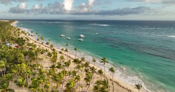 Nascer Sol Sobre Praia Tropical Oceano Mar Caribe Vista Aérea — Vídeo de Stock
