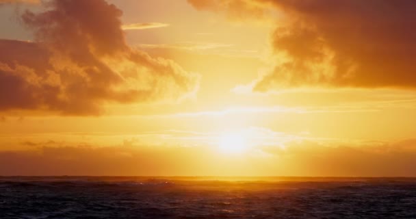 海の地平線の上に黄金の熱帯の日の出4Kビデオ — ストック動画