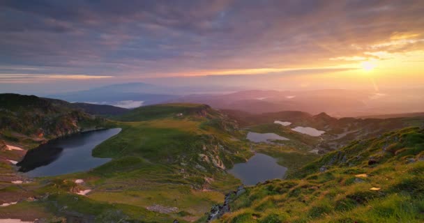 Сім Гірських Озер Вершин Ріли Маска Природа Болгарії Вид Повітря — стокове відео